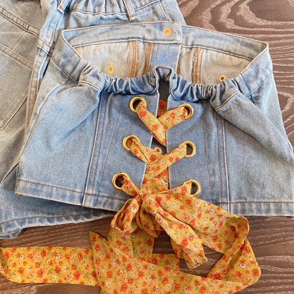 🆕denim set bustier+high waisted shorts M - Picture 2 of 8
